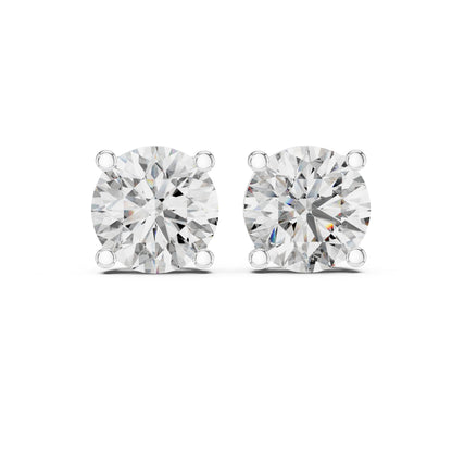 Celestia Crown Brilliant Round Lab Grown Diamond Solitaire Stud Earrings in Gold for Women's Classic Luxury Everyday Jewelry