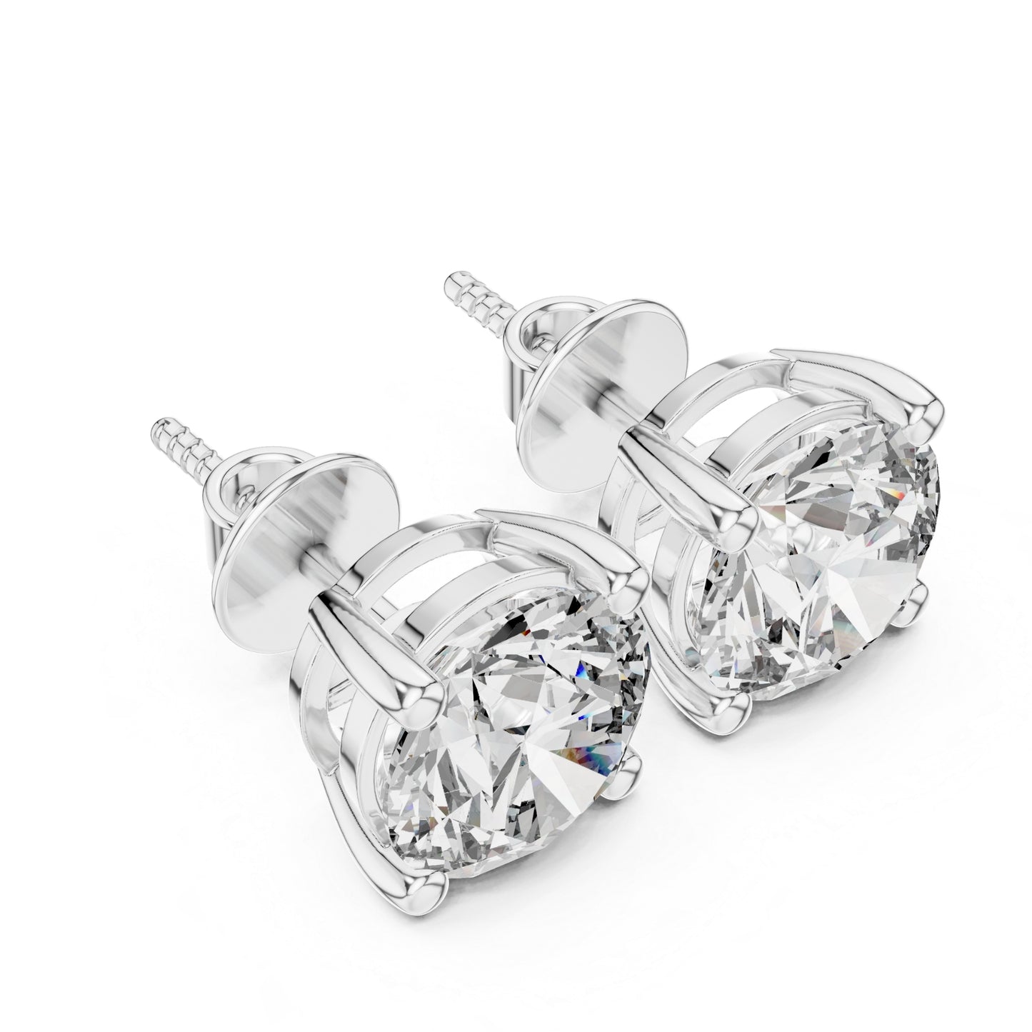 Celestia Crown Brilliant Round Lab Grown Diamond Solitaire Stud Earrings in Gold for Women's Classic Luxury Everyday Jewelry