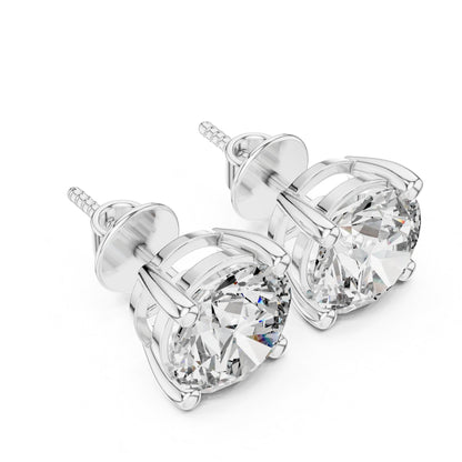 Celestia Crown Brilliant Round Lab Grown Diamond Solitaire Stud Earrings in Gold for Women's Classic Luxury Everyday Jewelry