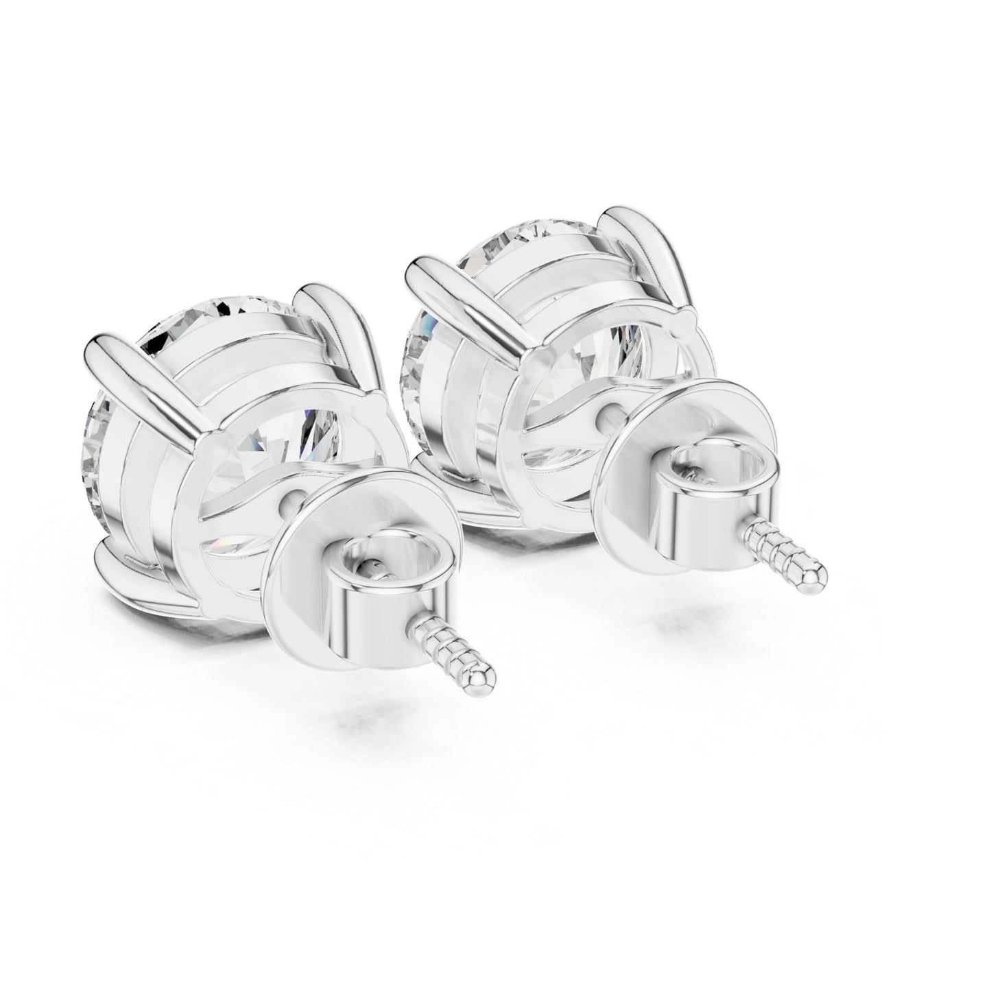 Celestia Crown Brilliant Round Lab Grown Diamond Solitaire Stud Earrings in Gold for Women's Classic Luxury Everyday Jewelry
