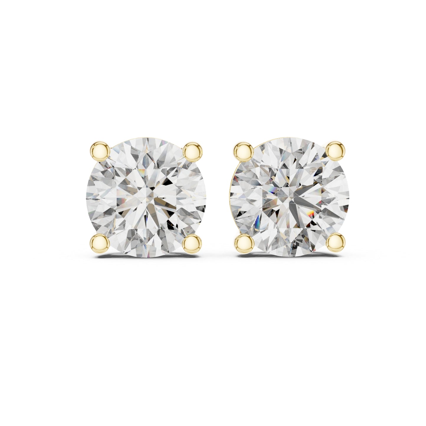 Celestia Crown Brilliant Round Lab Grown Diamond Solitaire Stud Earrings in Gold for Women's Classic Luxury Everyday Jewelry