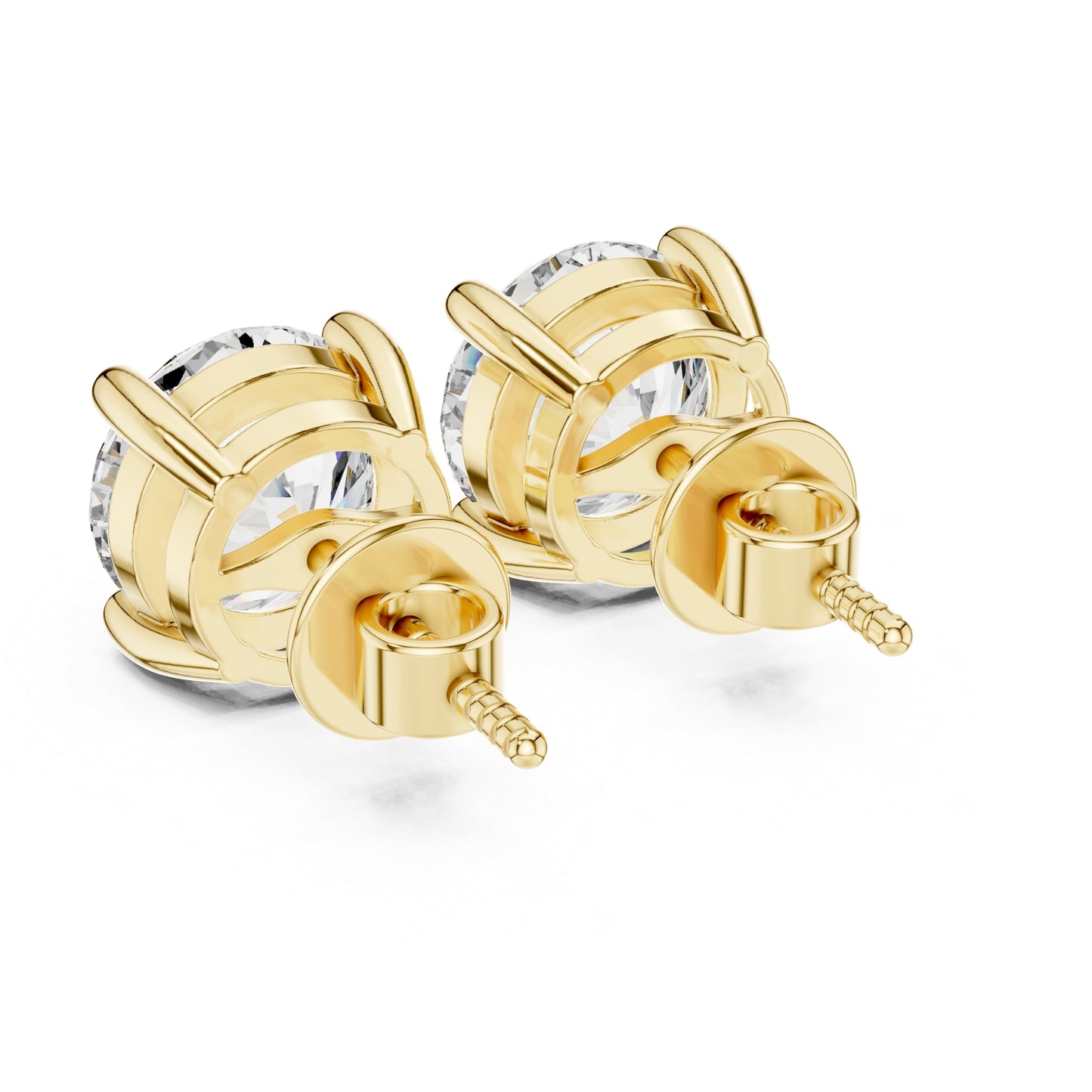 Celestia Crown Brilliant Round Lab Grown Diamond Solitaire Stud Earrings in Gold for Women's Classic Luxury Everyday Jewelry