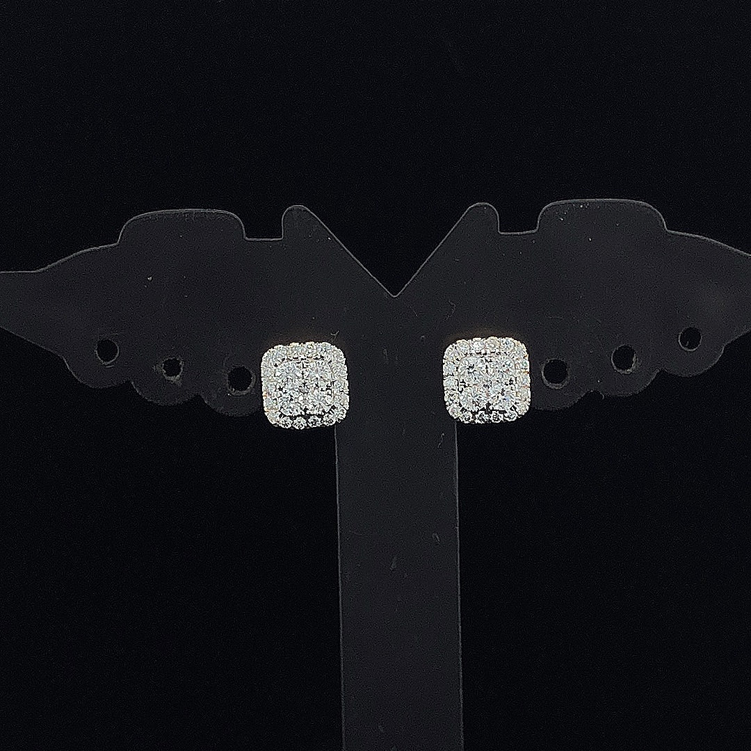 Classic Square Cluster Halo Earring