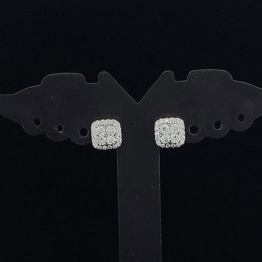 Classic Square Cluster Halo Earring