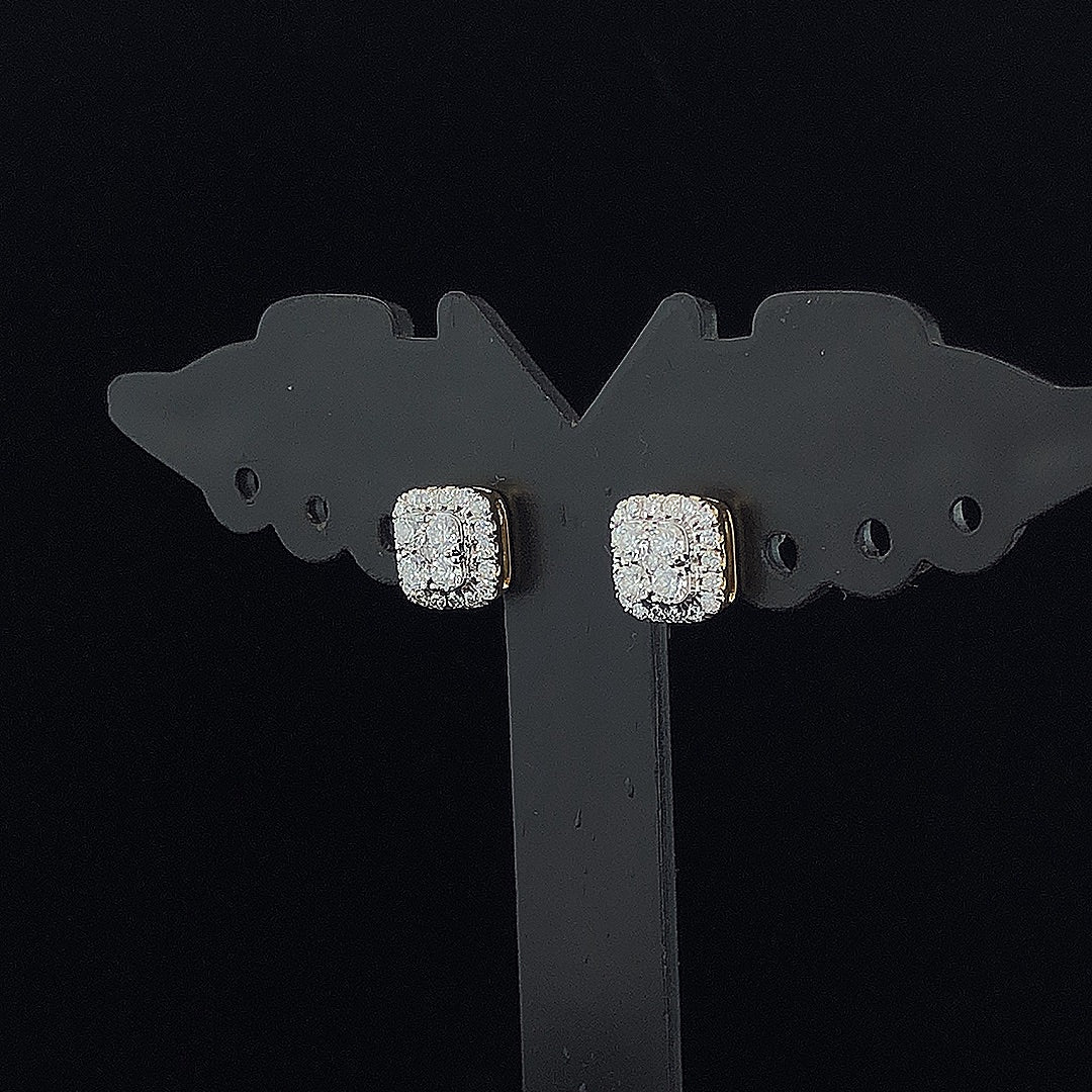 Classic Square Cluster Halo Earring