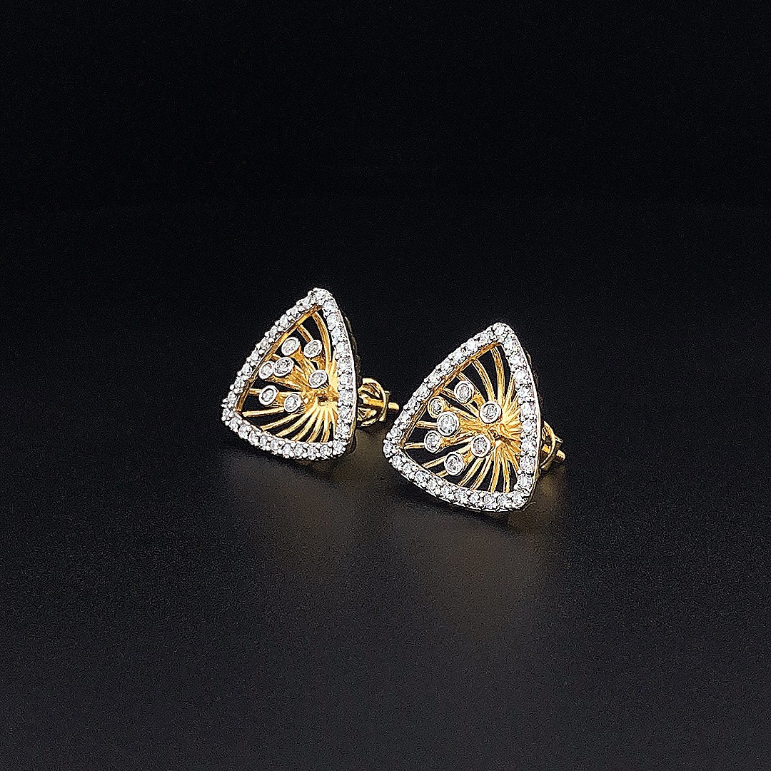 Triangle Shape Floral Designer Earring