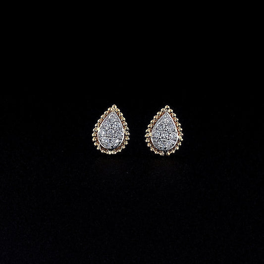 Pear Shape Cluster Diamond Earring