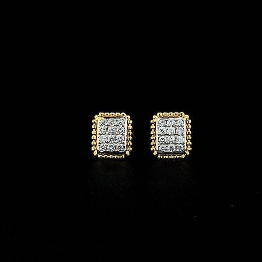 Round Diamonds Rectangle Cluster Earring