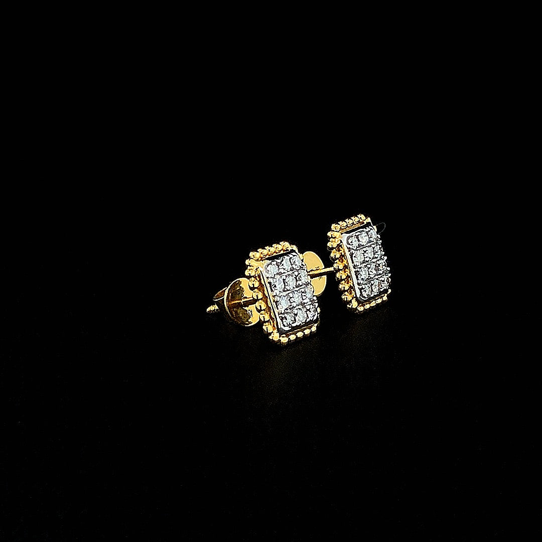 Round Diamonds Rectangle Cluster Earring