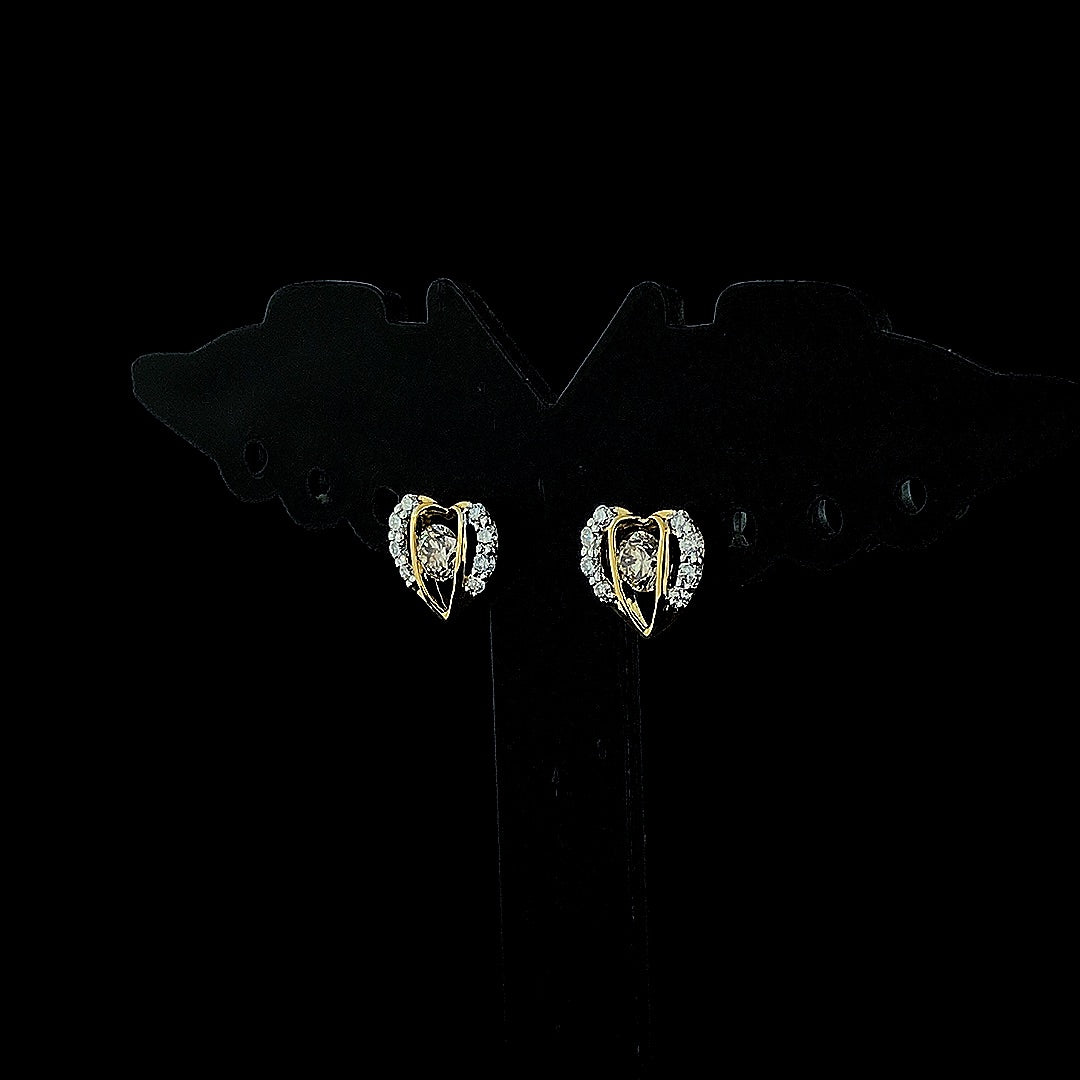 Fancy Heart Shape Round Diamond Earring