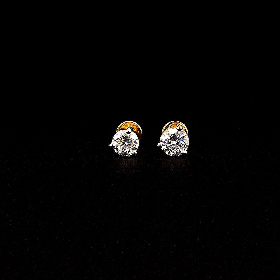 0.75cts Classic 3prong Round Diamond Earring
