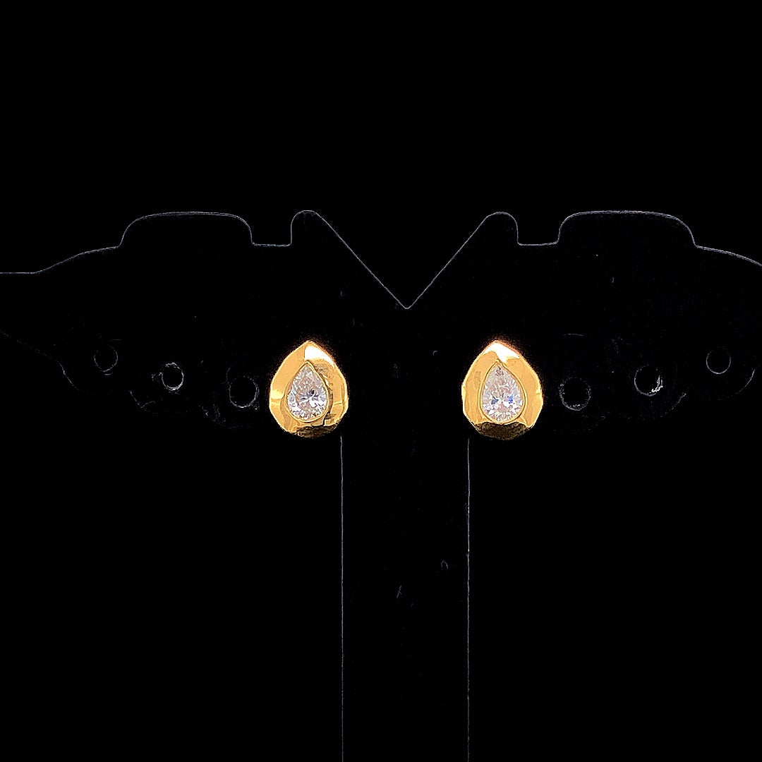 Solitaire Pear Bezel Earring