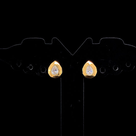 Solitaire Pear Bezel Earring