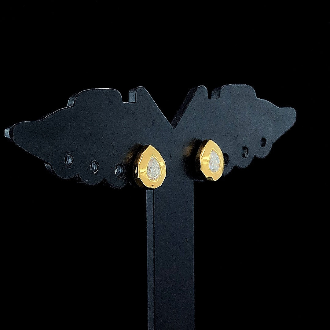 Solitaire Pear Bezel Earring