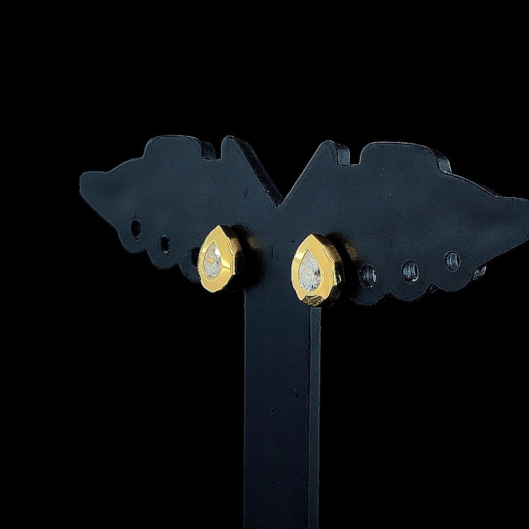 Solitaire Pear Bezel Earring