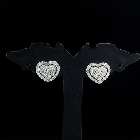 Designer Heart Shaped Cluster Diamond Earring