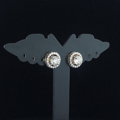 0.90cts Brilliant Round Solitaire Halo Diamond Earring