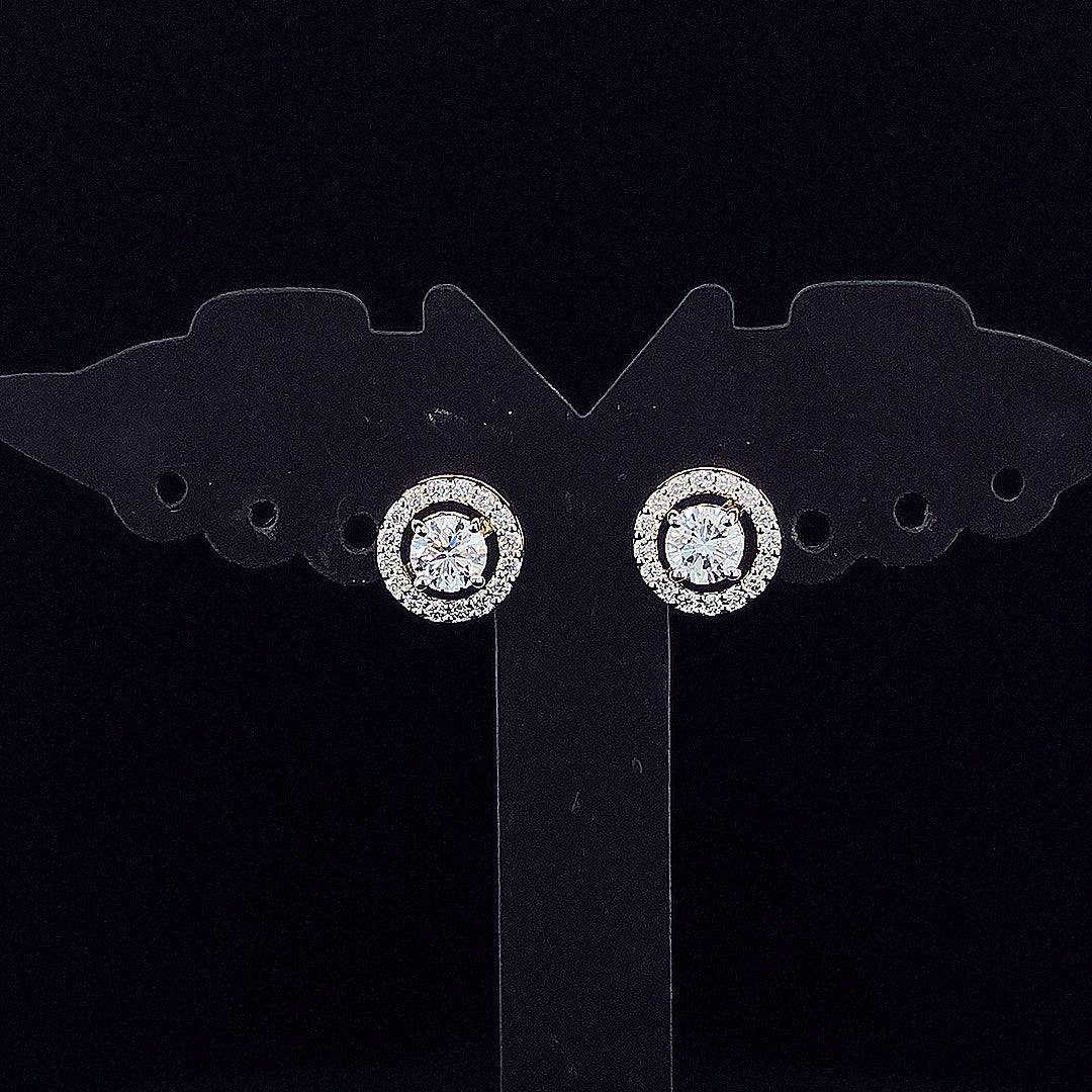 0.50cts Brilliant Round Halo Diamond Earring
