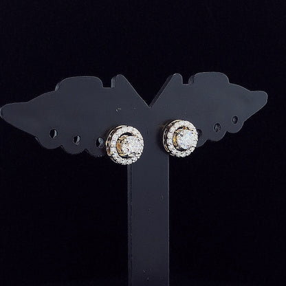 0.50cts Brilliant Round Halo Diamond Earring