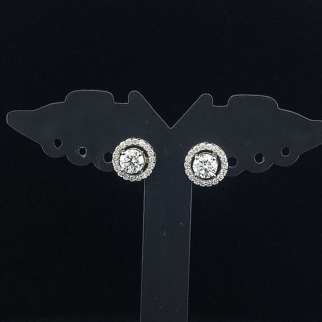 0.75cts Round Halo Diamond Earring