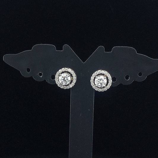 0.75cts Round Halo Diamond Earring