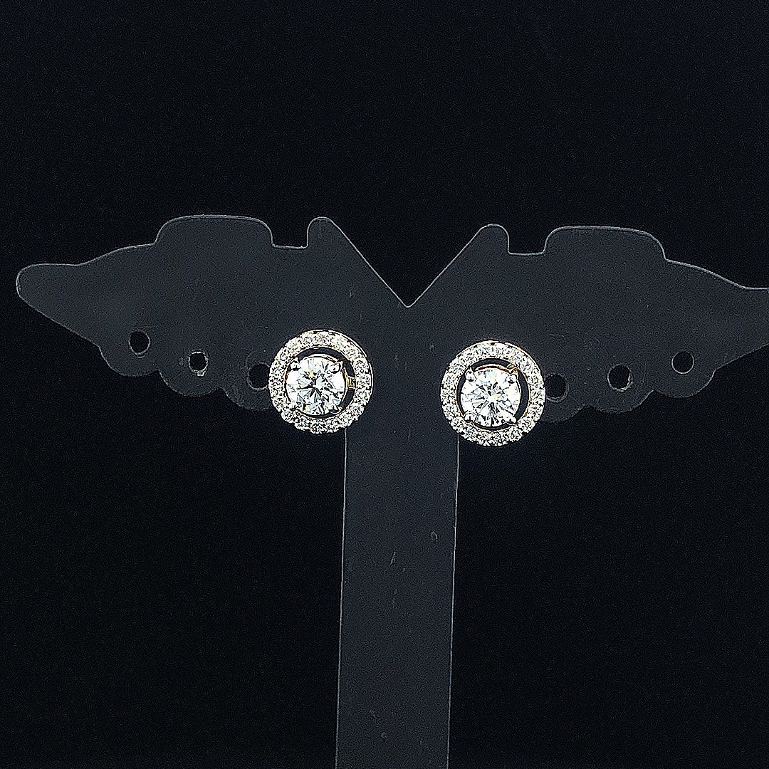 1.00cts Round Halo Diamond Earring