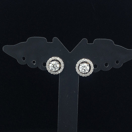 1.00cts Round Halo Diamond Earring