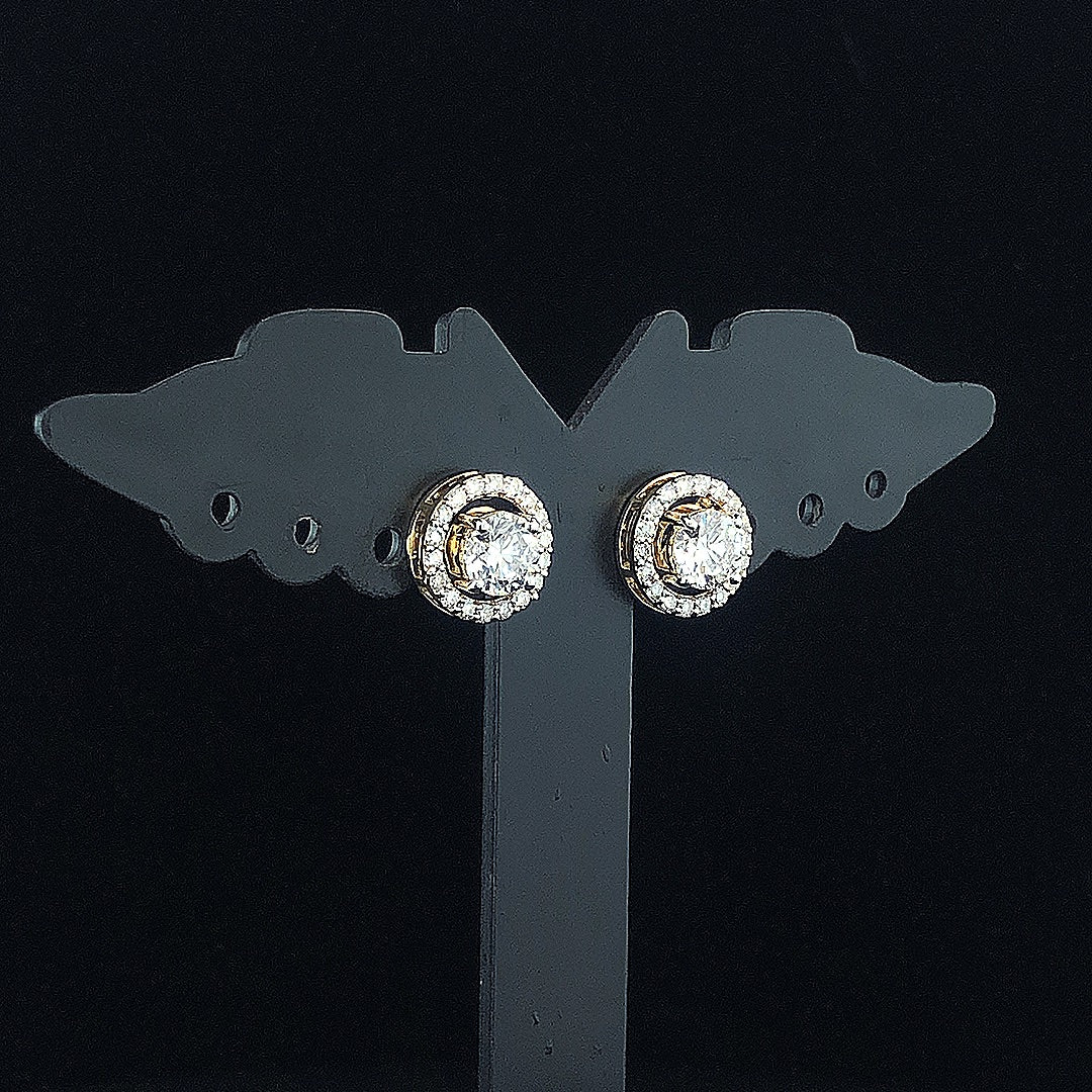 1.00cts Round Halo Diamond Earring