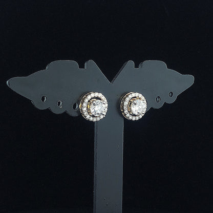 1.00cts Round Halo Diamond Earring