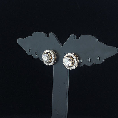 1.00cts Round Halo Diamond Earring