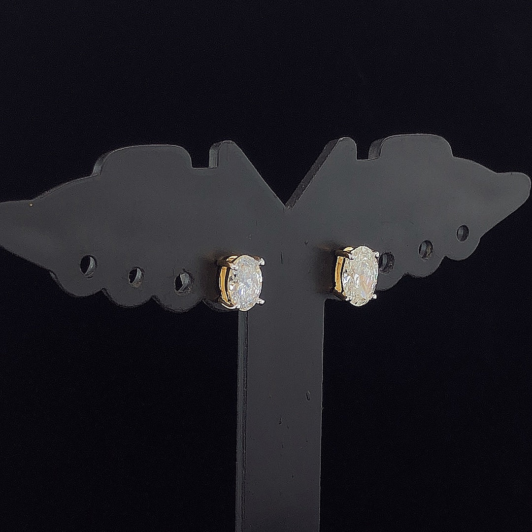 1.00cts Solitaire Oval Diamond Earrings