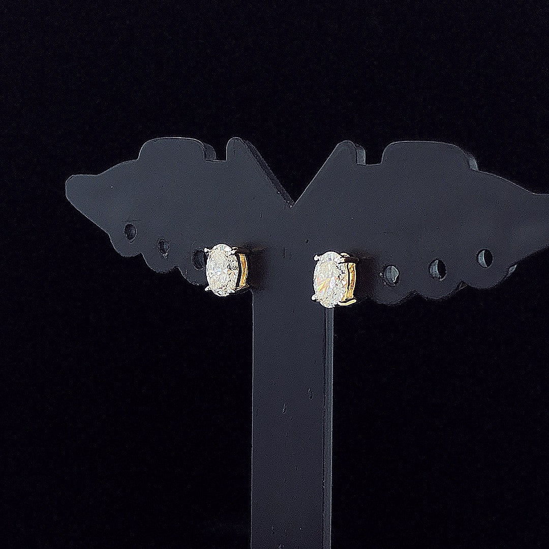 0.65cts Solitaire Oval Diamond Earrings