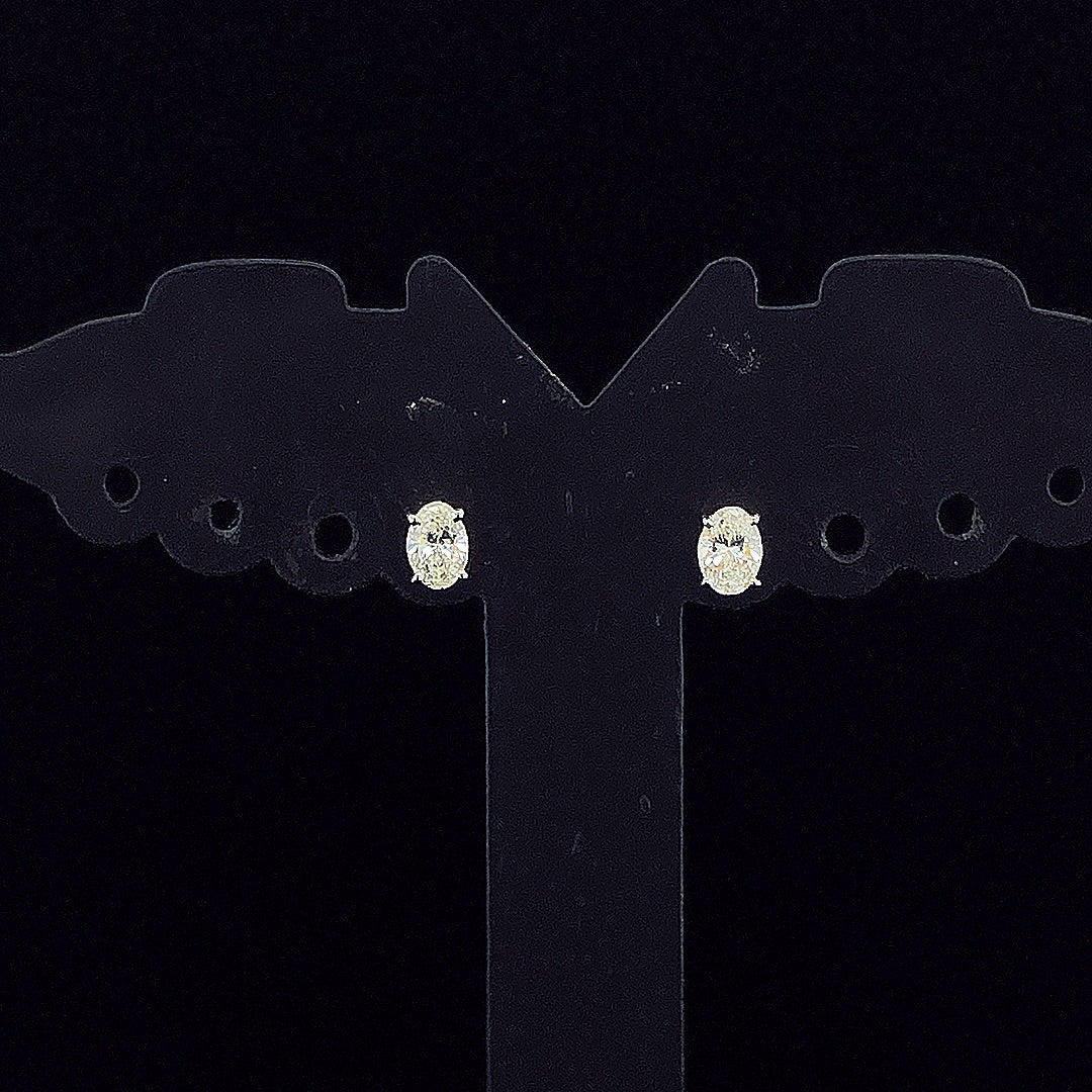 0.25cts Solitaire Oval Diamond Earrings