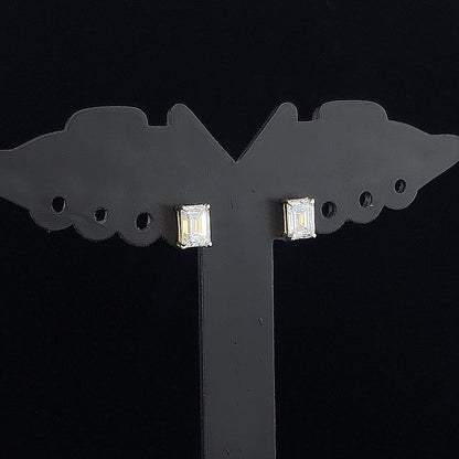 Eloria Emerald Cut Lab Grown Diamond Stud Earrings in Gold for Women