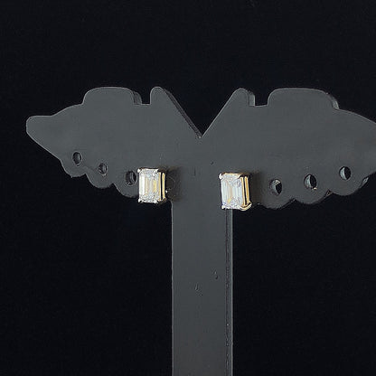 Eloria Emerald Cut Lab Grown Diamond Stud Earrings in Gold for Women