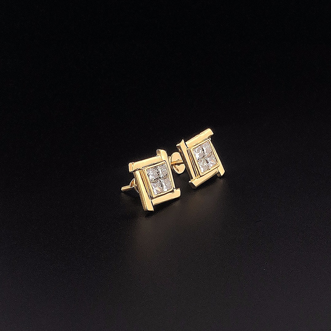 Orvella Princess Cut Lab Grown Diamond Stud Earrings in Gold for Women