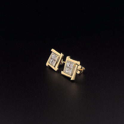 Orvella Princess Cut Lab Grown Diamond Stud Earrings in Gold for Women