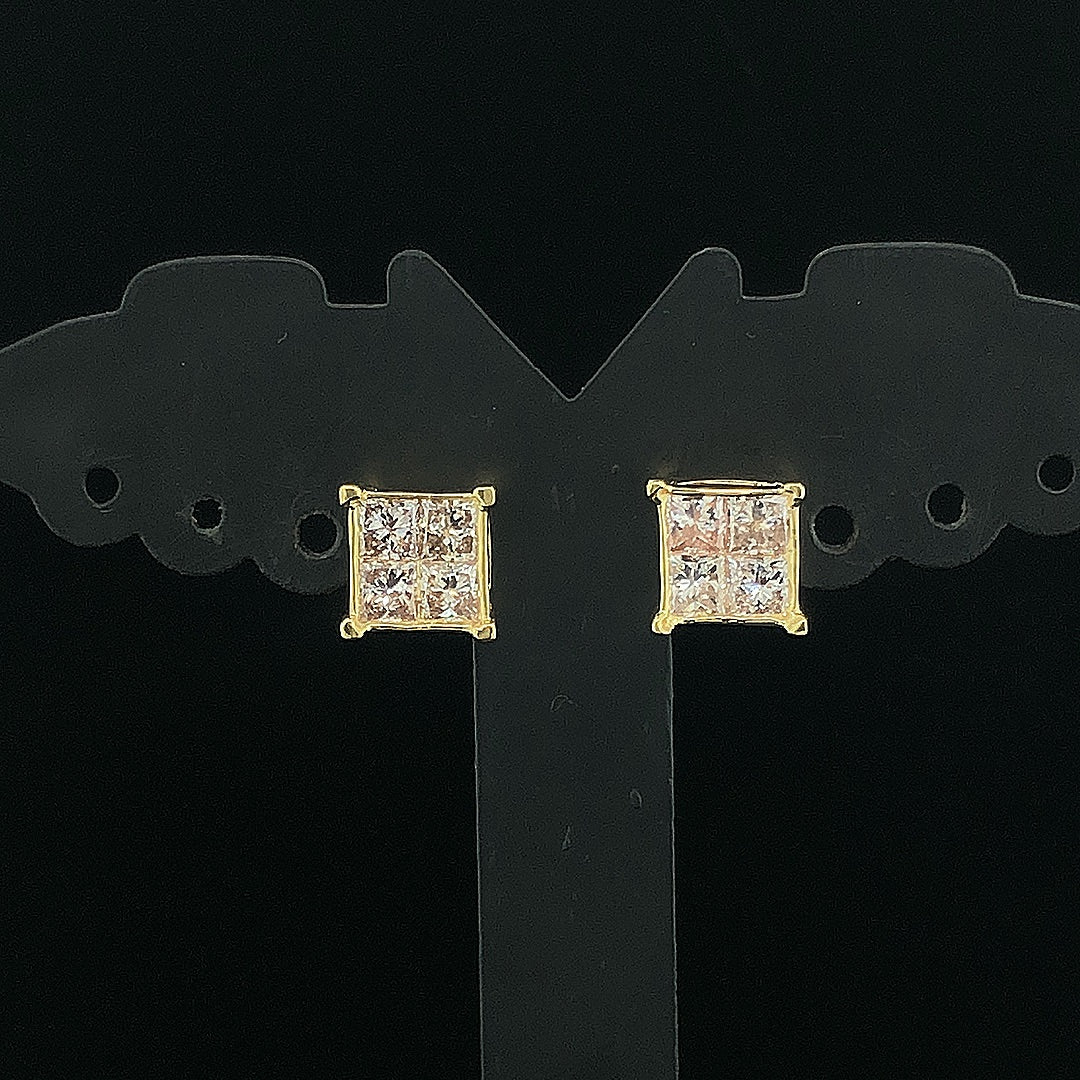 Geometric Princess Diamond Earring