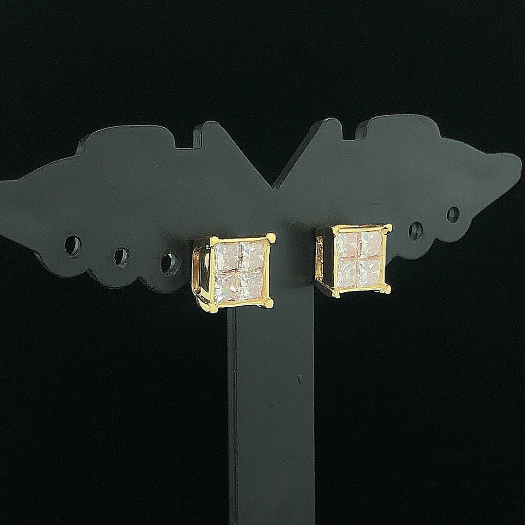 Geometric Princess Diamond Earring