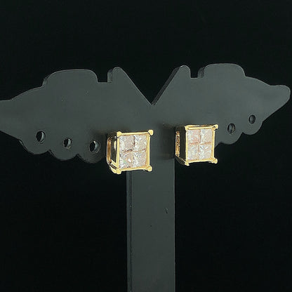 Geometric Princess Diamond Earring