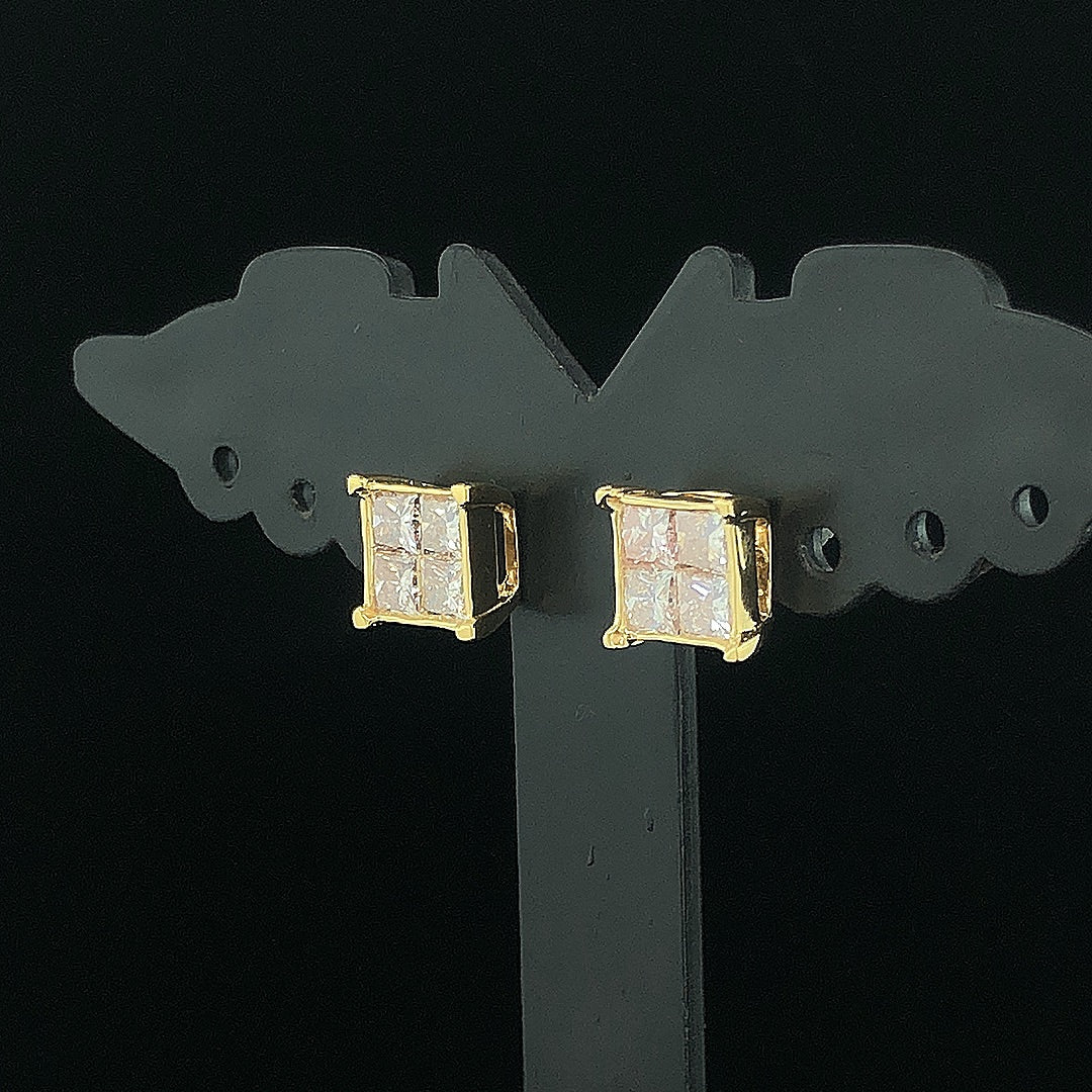 Geometric Princess Diamond Earring