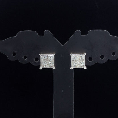 Princess Diamond Cluster Earring