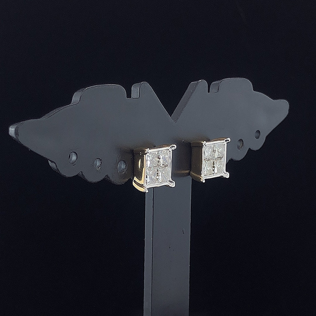 Princess Diamond Cluster Earring