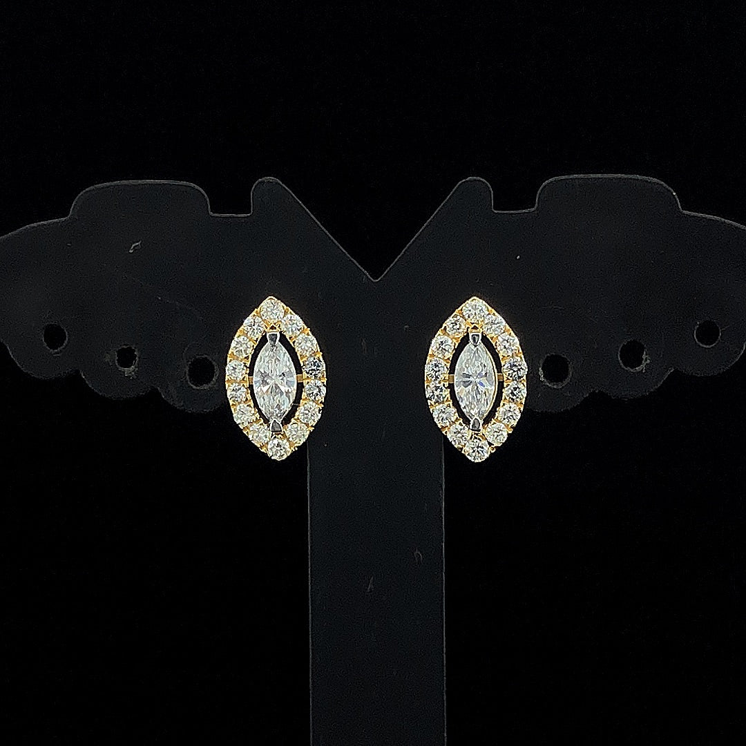 0.30cts Marquise Diamond Halo Earring