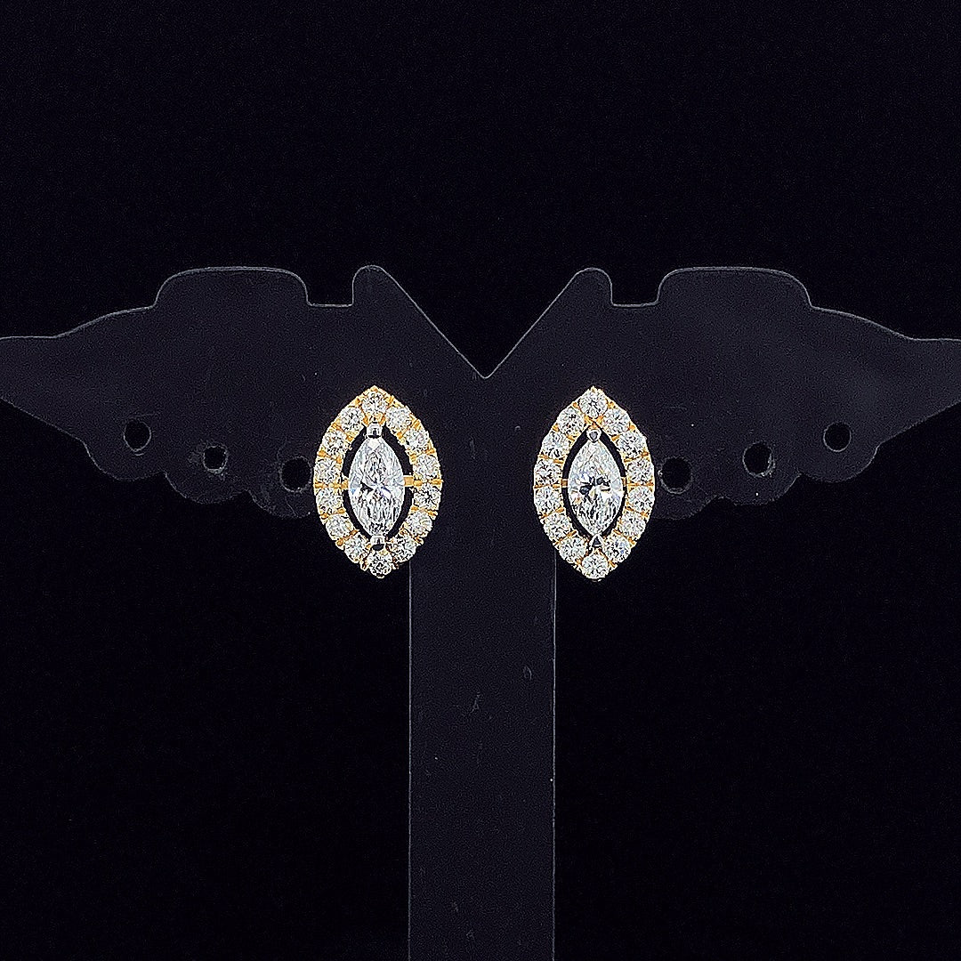 0.50cts Marquise Diamond Halo Earring