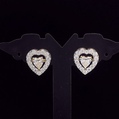 1.00cts Solitaire Heart Halo Diamond Earring