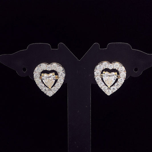 1.00cts Solitaire Heart Halo Diamond Earring
