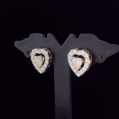 1.00cts Solitaire Heart Halo Diamond Earring