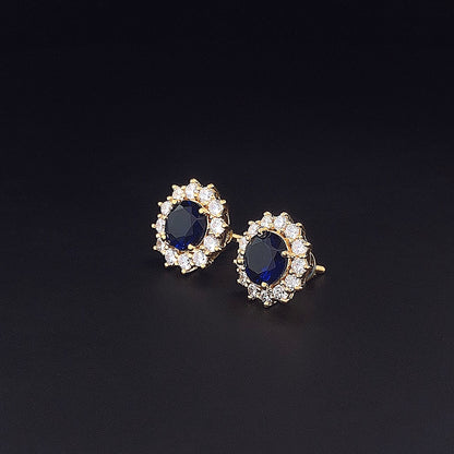 1.50cts Blue Sapphire Round Diamond Earring