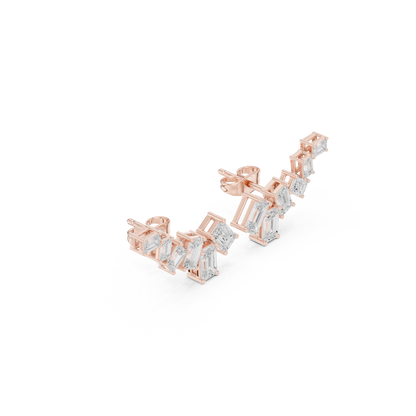 Elara Emerald Cut Cascade Studs